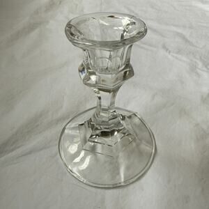 Vintage Traditional Glass Taper Candle Holder Clear Glass Faceted 4.5"